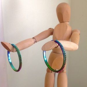 Multi Colored Hoops with Bead Detailing Down the Middle